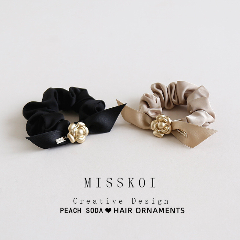 MISSKOI ฝรั่งเศส High-End โลหะ Matte Camellia หัวเชือก Scrunchy วงกลม Classy ผม Tie เชือกผมอุปกรณ์เสริมผมหญิงยาง Band
