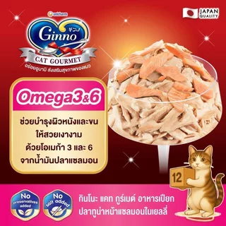 (ยกโหล 12 ซอง) Ginno Premium Wet Cat Food กินโนะ อาหารเปียกแมว ไม่เติมเกลือ เปียกแมว ขนาด 60g