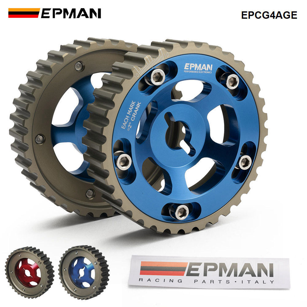 EP Blox 2pcs สไลด์ปรับ CAM Gears Pulley CAM Pulley ชุดสําหรับ Toyota ทุกรุ่น 84-89 4AGE Inlet และไอเสีย EP-CG4AGE