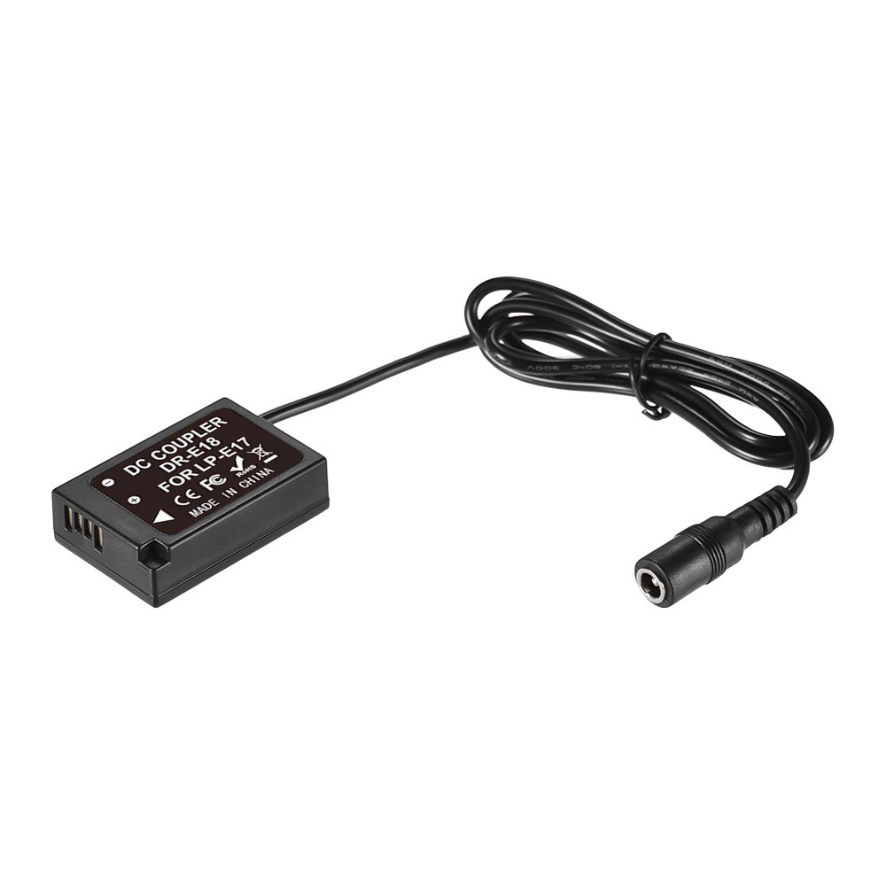 Andoer DR-E18 LP-E17 Dummy แบตเตอรี่ Pack Coupler อะแดปเตอร์ DC ชายสําหรับ Canon 200D 800D 760D 750D