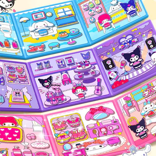 GeeToy การ์ตูนขนาดใหญ่แม่เหล็กหนังสือที่เงียบสงบ DIY กระดาษบ้านตุ๊กตาแต่งตัวสติกเกอร์ของเล่นเพื่อการศึกษาสําหรับของขวัญเด็ก