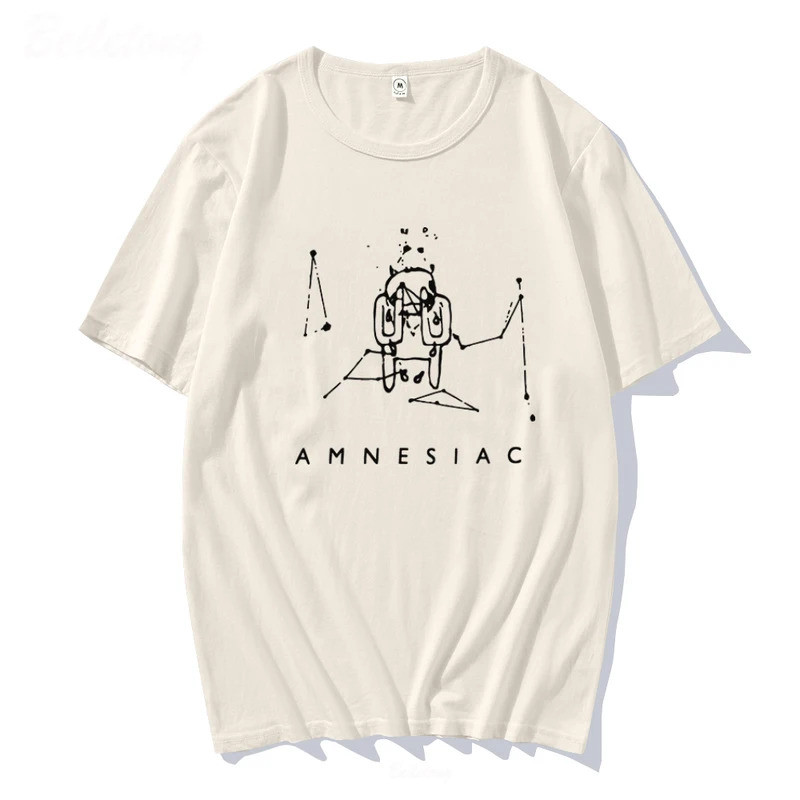 เสื้อยืด Radiohead Amnesiac ลายร้องไห้น่ารัก เสื้อยืดวงดนตรีร็อกสุดฮา ลายพิมพ์ตลก ผ้าฝ้าย 100% ทรงหล