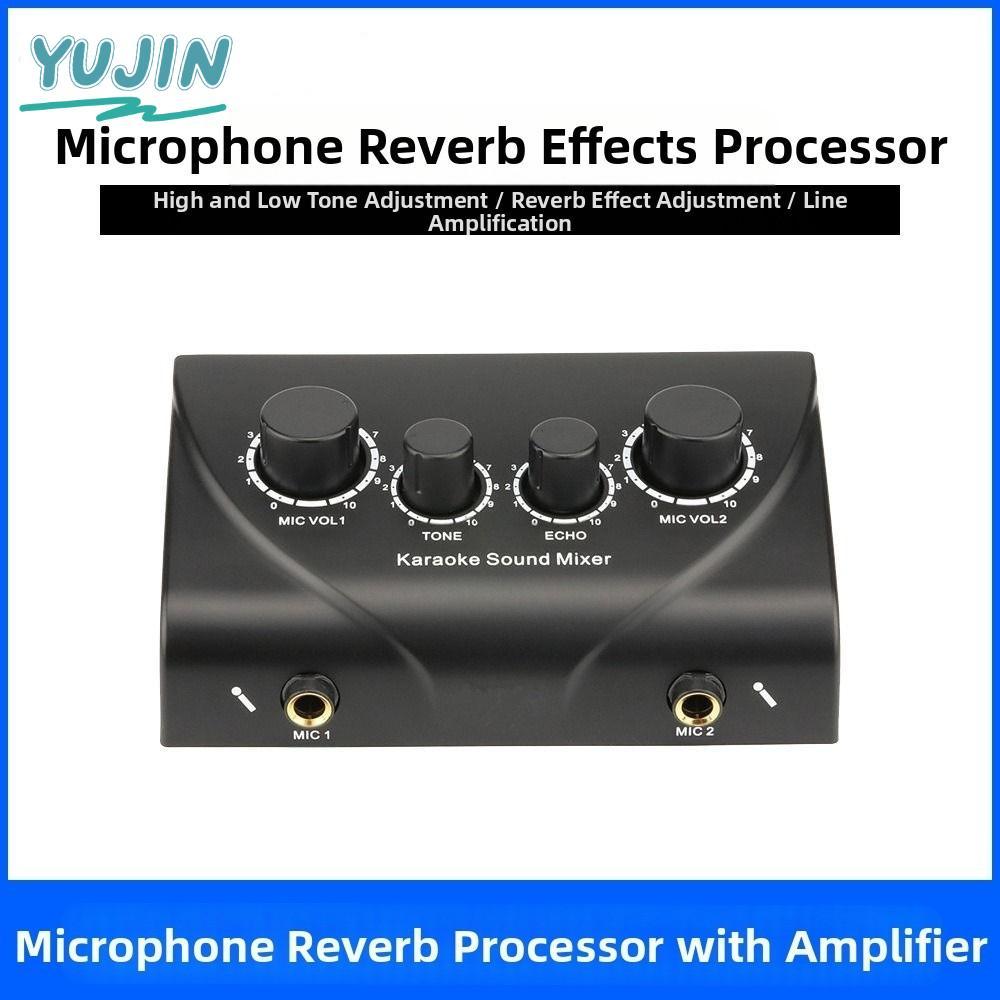 YUJIN Dual Mic Inputs Amplifier, Multifunctional Karaoke Pre Effects Audio Mixer Amplifier, Black Pr