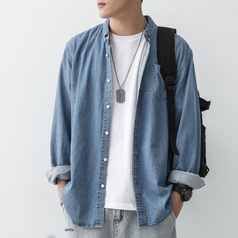 เสื้อแจ็คเก็ตผู้ชาย คลุมแขนยาว Men Demin Shirt Jacket