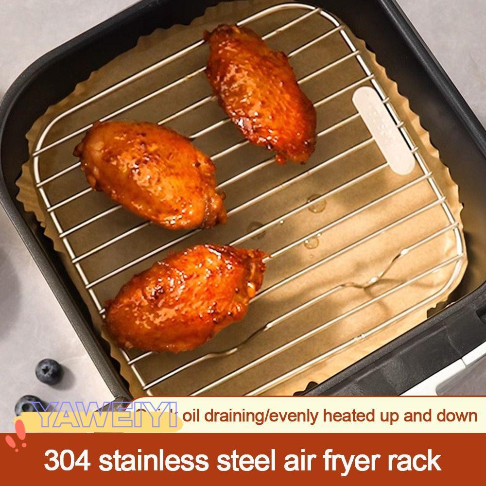 YAWEIYI Air Fryer Rack,เท้าThicken Cooking Rack,ทนทานรอบสแควร์304สแตนเลส Steam Baking Rack Home Kitchenเตาอบ Steamer Cooker