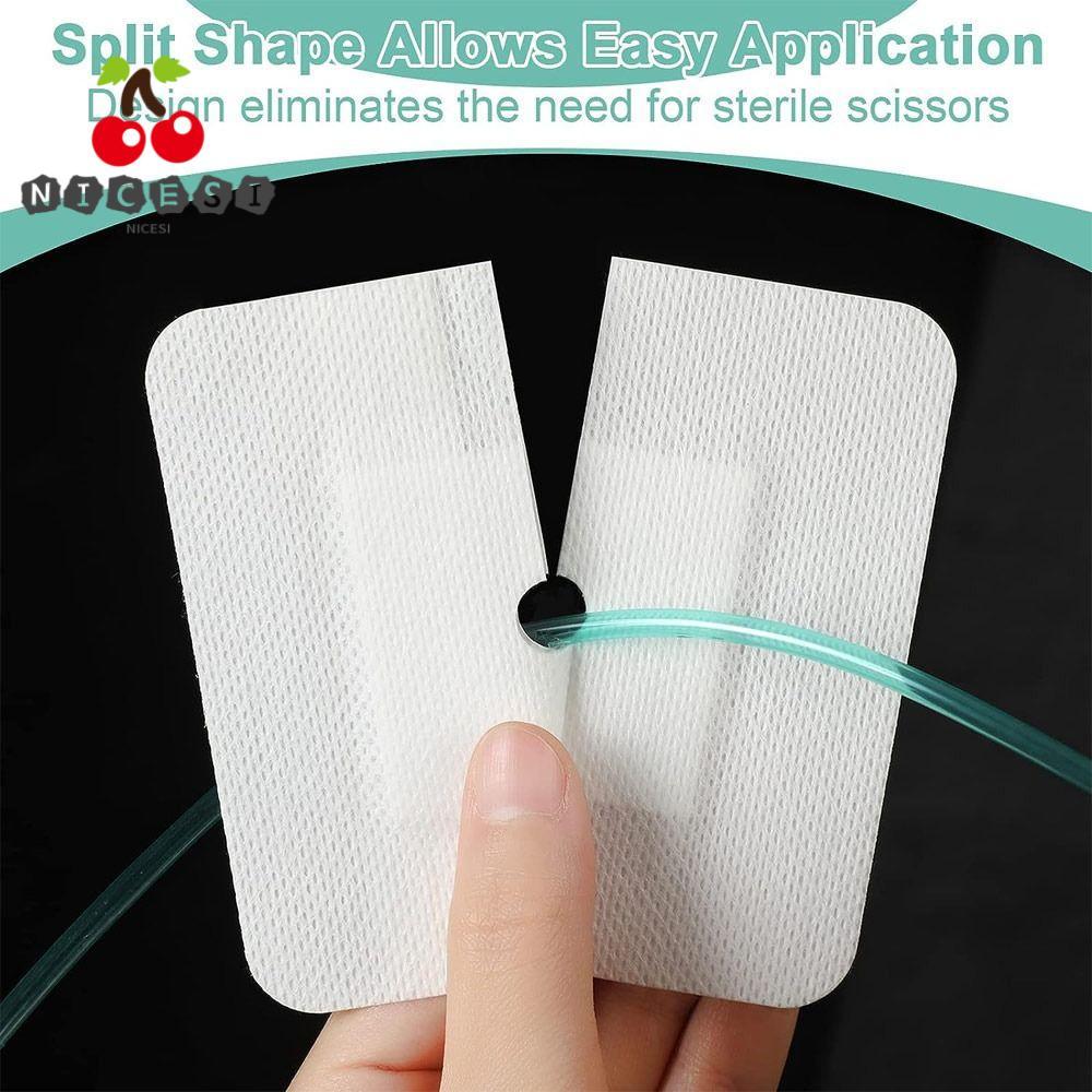 NICESI 10 ชิ้น Feeding Tube Pad, Gtube Supplies อุปกรณ์ไตเทียม Chest Catheter Cover, ทนทาน Peritonea