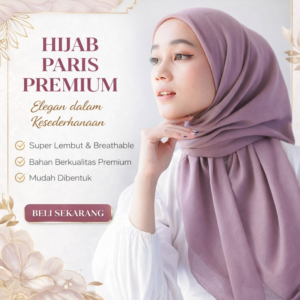 Premium Paris Hijab / Premium Paris Square Hijab / Syri Hijab / Plain Paris Daily Hijab