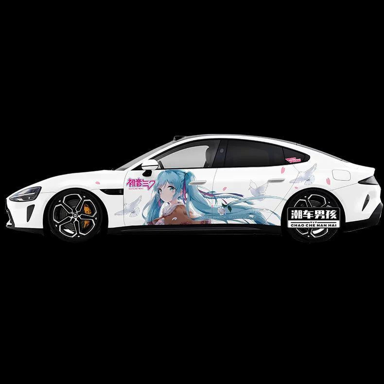 JUA Japanese anime su7Car stickers for the audio game Hatsune Miku, 2D anime car body side stickers,
