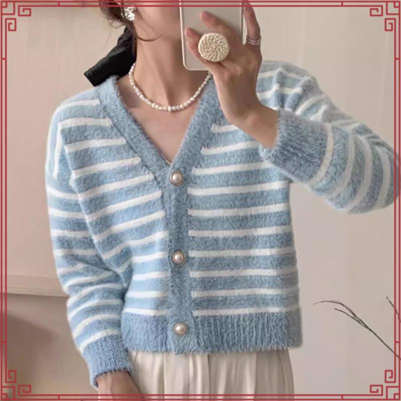 [FG] คาร์ดิแกนหลวม Friday Furry Stripe B4032