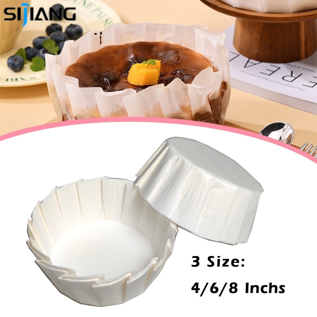 XIJIANG 50 ชิ้นกระดาษ basque ชีสเค้กเบเกอรี่กระดาษ liner รอบเค้กกระดาษ burn ชีสเค้ก