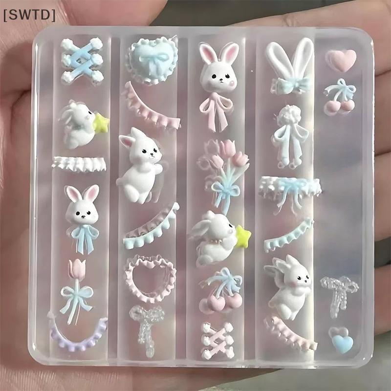 [SWTD] ลูกไม้ Bowknot Bunny 3D แม่พิมพ์ซิลิโคนตกแต่งเล็บเล็บ DIY ออกแบบซิลิโคนเล็บแม่แบบเล็บแม่พิมพ์ null