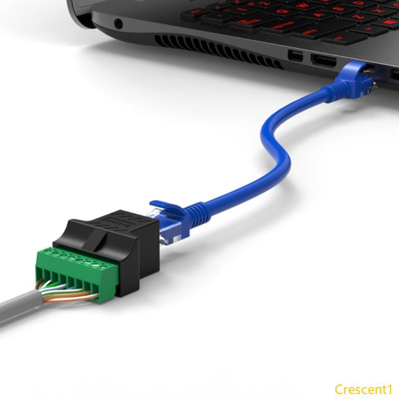 Crescent1 RJ45 อะแดปเตอร์เทอร์มินัลสกรู RJ45 8P8C ตัวเมียถึง 8 พินขั้วต่อสกรู