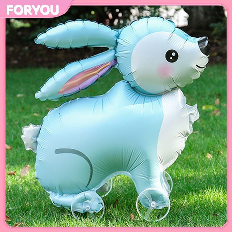 FORYOU 4D การ์ตูนฟอยล์บอลลูนช้างขาตั้งเดินบอลลูนล้อสําหรับเด็กวันเกิดตกแต่ง Baby Shower null