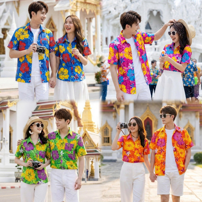 029 เสื้อเชิ้ตลายดอก ผ้าคอตตอน100% สีไม่ตก ผ้าไม่หด ลายคมชัด มีไซส์หญิงชาย งานไทย ส่งจากไทย*1ตัว* – โปรปัง