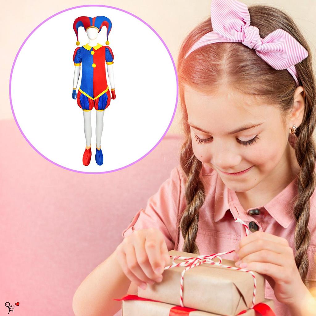 Circus Pomni คอสเพลย์เครื่องแต่งกายเด็กปาร์ตี้ฮาโลวีน Pomni Jester เครื่องแต่งกายสําหรับวันหยุดวันหย