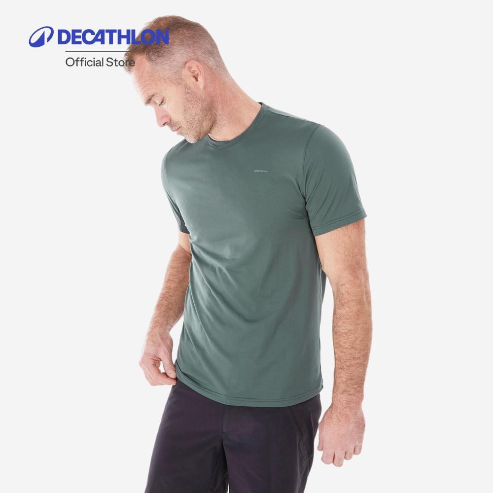 Decathlon Men'S Hiking Synthetic Short-Sleeved T-Shirt Mh100 เสื้อเดินป่าผู้ชาย รุ่น Mh100 - Green