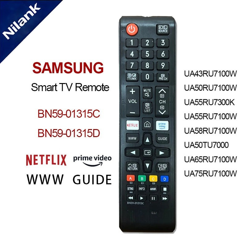 NiLANK รีโมตคอนโทรลสมาร์ททีวี Samsung 4K BN59-01315C BN59-01315D สําหรับ รีโมท