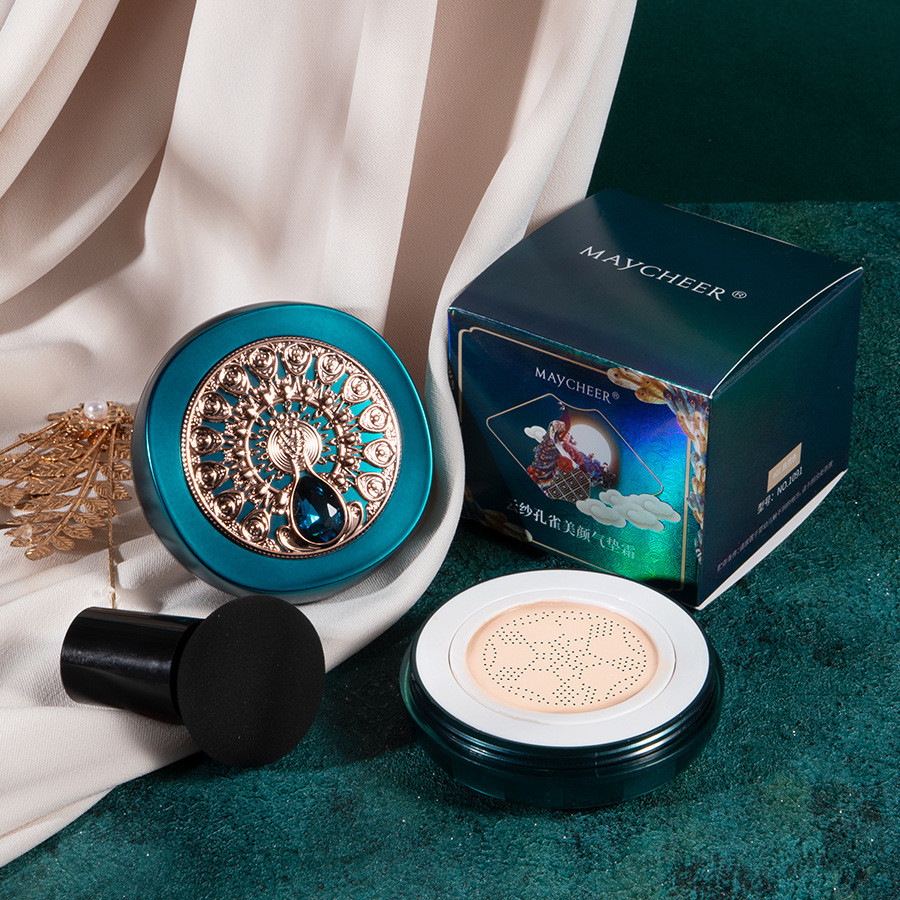 Meiqianer Cloud Yarn Peacock Beauty Cushion BB Cream Light คอนซีลเลอร์ Brightening Moisturizing Isol