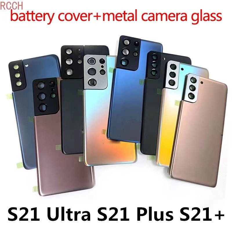 Rear Battery Case and Replacement Camera Lens for Samsung Galaxy S21 Ultra S21 Plus S21+