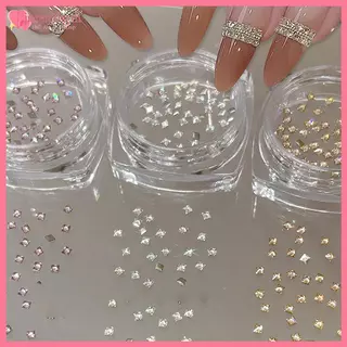 RENBG 50 ชิ้น/กล่องเงาสีขาวแชมเปญZircon Rhinestonesเล็บCharms Miniสแควร์เล็บอัญมณีFlbaเล็บหัตถกรรมเพชรตกแต่งTH