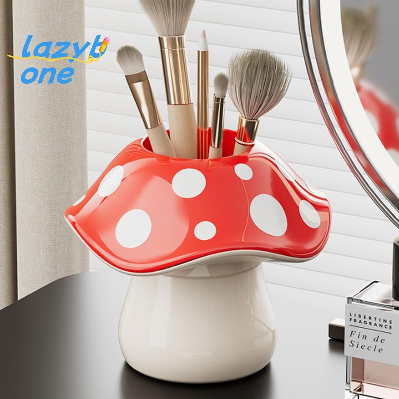 LZ-t] Polka Dot เห็ดกล่องเก็บหอพักนักเรียนโต๊ะเครื่องเขียน Sundries ที่ใส่ปากกาห้องน้ําแปรงแต่งหน้ากล่องเก็บ [ใหม่]