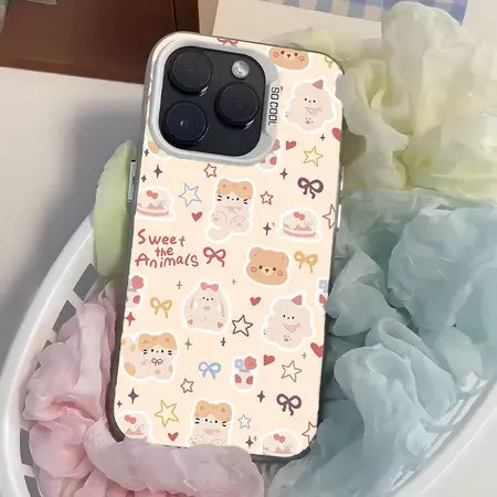 เคสโทรศัพท์ลายสัตว์เลี้ยงน่ารัก ใช้ได้กับ iPhone17/16/15/14ProMax/12/13/11,X/XSMax/XR,7/8Plusป้องกันการตกกระแทกคุณภาพสูง