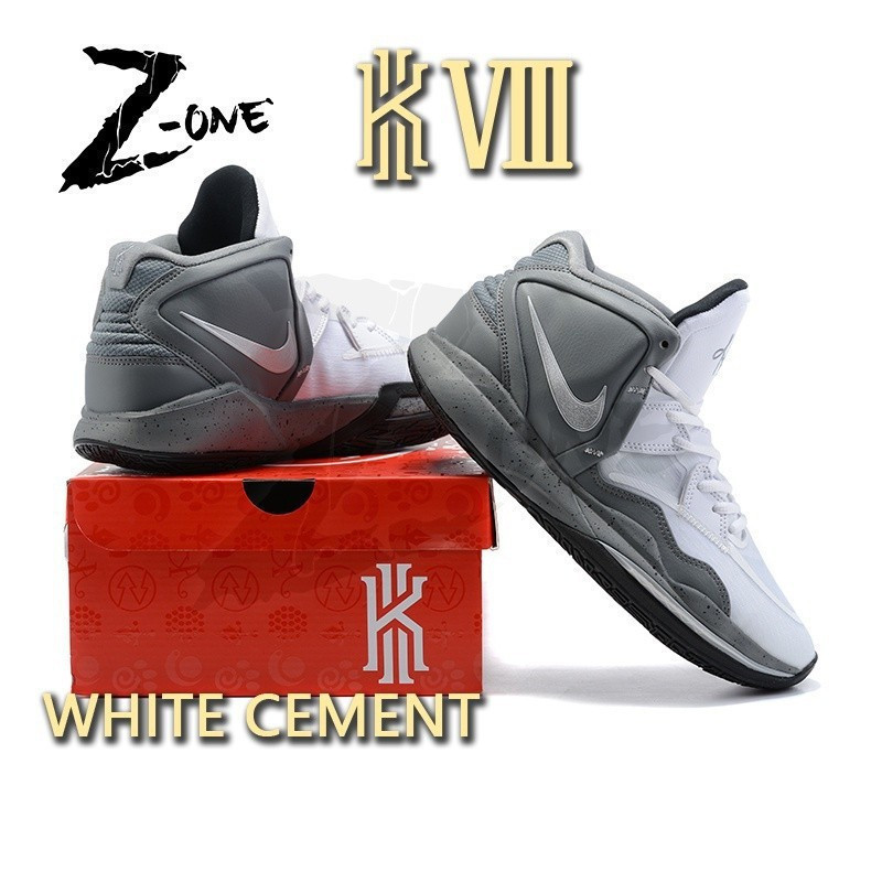 Kyrie Irv NBA White Cement รองเท้าบาสเก็ตบอล 8 นิ้ว รองเท้าบาสเก็ตบอล NBA พร้อมกล่องสําหรับผู้ชาย