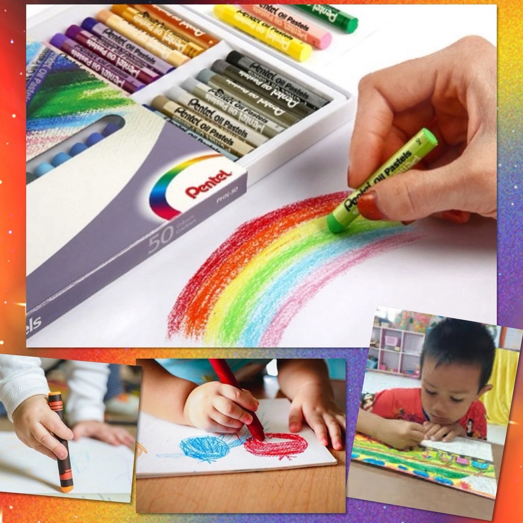 สีเทียน Oil Pastels ปลอดสารพิษ วาดภาพ ระบายสี งานศิลปะ รุ่นอัพเกรด เนื้อสีเนียนนุ่ม เขียนระบายง่าย สีสดใส ติดกระดาษ