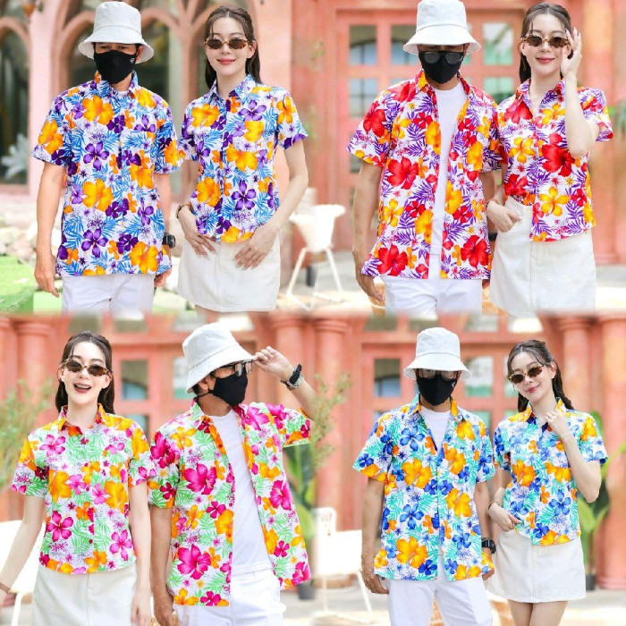 025เสื้อเชิ้ตลายดอก ผ้าคอตตอน100% สีไม่ตก ผ้าไม่หด ไซส์หญิงชาย S-5XL งานไทย ส่งจากไทย**1ตัว**
