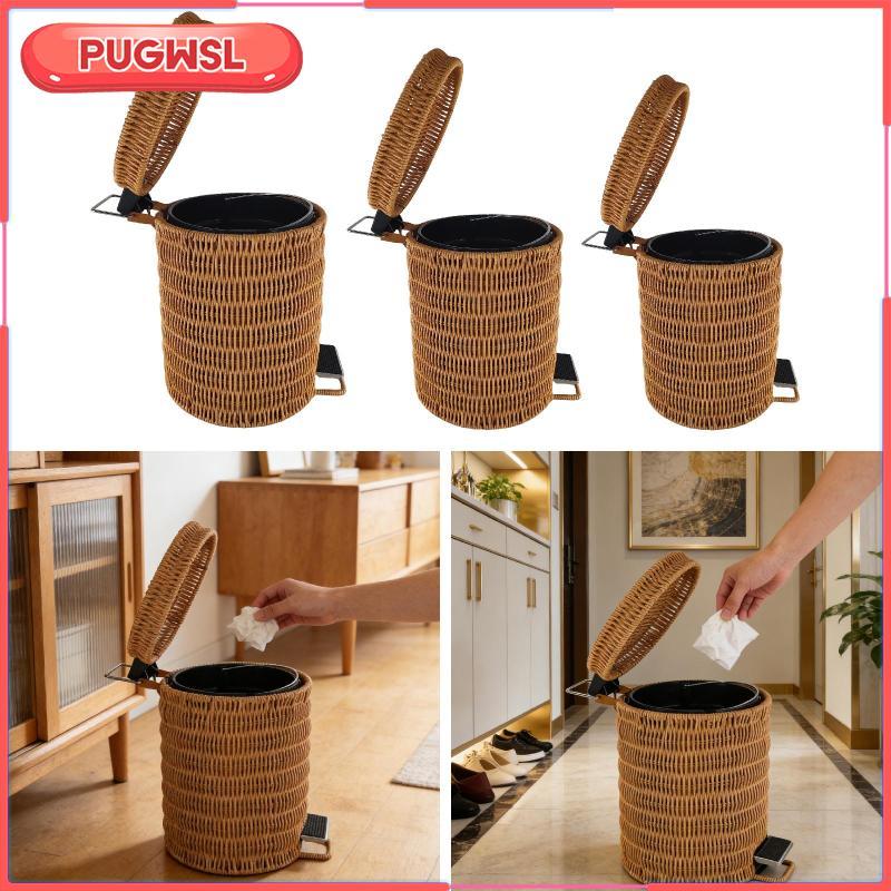 [pugwsl] ถังขยะ, ถังเหยียบ, ภาชนะบรรจุขยะ, ทําจากวัสดุ Robust PP และพร้อมฝาปิดเหยียบสร้างสรรค์สําหรับห้องน้ํา, ห้องครัว, สํานักงาน, ห้องนอน, Ho