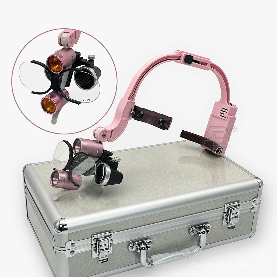 Pink / Dental Binocular Loupes Dental Medical Magnifier Headlight Medical Headlamp 5W LED Light
