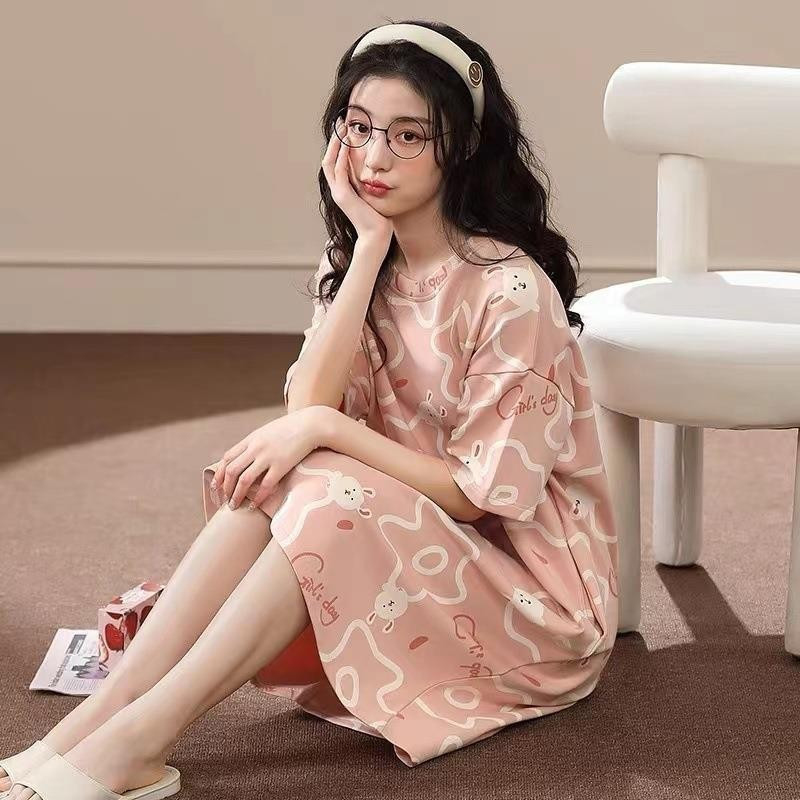 Goods Shop Sharing ชุดนอนฤดูร้อนหญิงเกาหลีรุ่น Star Dailu Nightdress น่ารักการ์ตูน Loungewear สไตล์บ