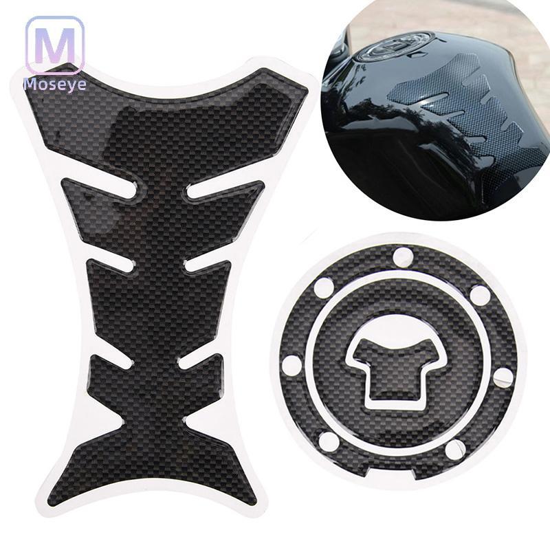 Tianyuanfff 2x รถจักรยานยนต์ Universal 3D คาร์บอนไฟเบอร์เจลถังน้ํามันเชื้อเพลิง Pad Protector Stier Well