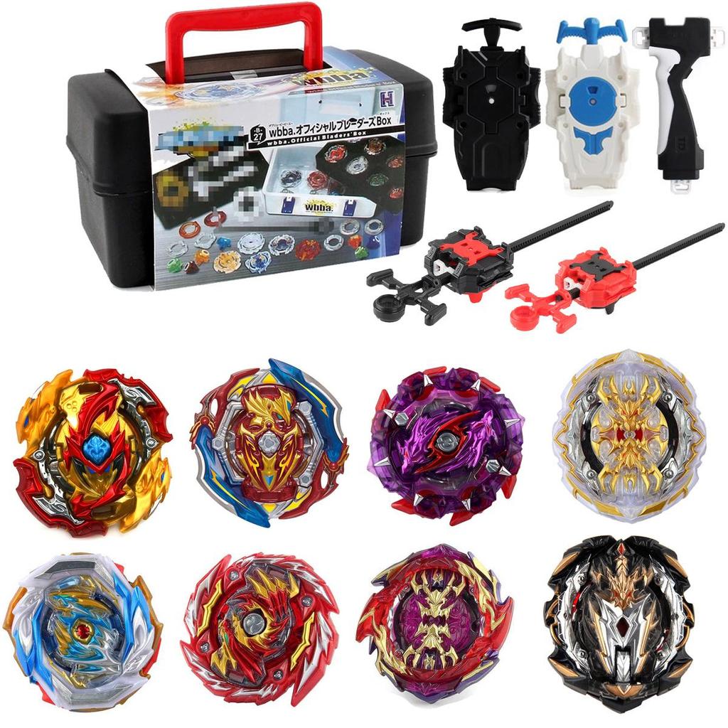 S7 Spinning Gyro Bey Burst กล่องเครื่องมือ 14 ชิ้นชุดรวม Gyro Bey และ Launcher & handle ชุดกล่องเก็บ