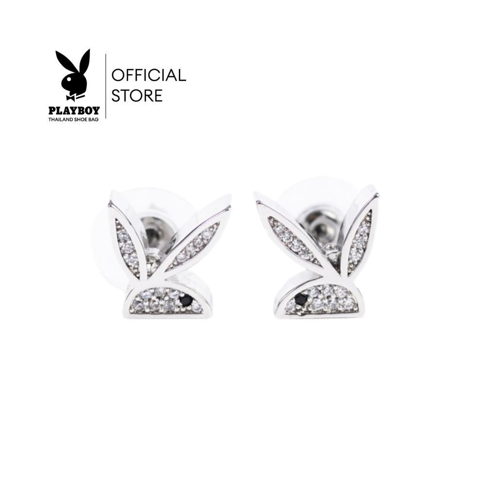 PLAYBOY Accessories เพลย์บอย รุ่น ST-254E366CW ต่างหูโลโก้กระต่าย PLAYBOY ต่างหู  ประดับคริสตัลระยิบระยับ