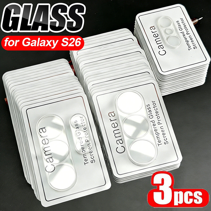 3PCS ฝาครอบกล้องเลนส์ สําหรับ Samsung Galaxy S26 S25 S24 S23 S22 S21 S20 Plus S26 Ultra S25 Edge S25FE S24FE S23FE S21FE S20FE Note 20 Ultra เลนส์กล้องกระจกนิรภัยป้องกันกระจก