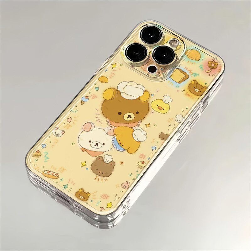 เคสหมีน่ารักสําหรับ iPhone 17 16 15 14 13 12 Mini 11 Pro Max 7 8 Plus XR กันกระแทกปลอกอ่อน