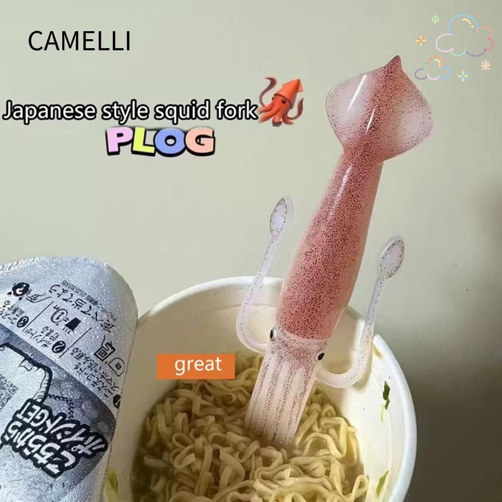 CAMELLI Octopus Noodle Fork, Heat-in-1 Food Picks, Simple Cooking Tools Portable Squid-Shaped Childr