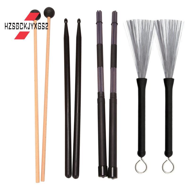 Hzsbckjyxgs2Drum Sticks Set Include Nylon Drum Sticks,Retractable Drum Wire Brushes Rods Drum Stick 