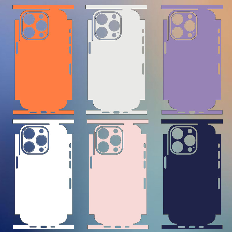 สีทึบรูปลอกผิวเข้ากันได้สําหรับ ไอโฟน 16 15 14 13 12 มือโปร สูงสุด ป้องกันหน้าจอด้านหลังด้วยฟิล์มด้านข้างเปลี่ยนสีสติกเกอ