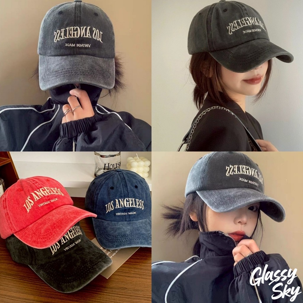 Glassy Sky😜พร้อมส่ง หมวกปีก ผ้ายีนส์สียีนส์ Caps ปักตัวอักษรเท่ๆ (MK-8)