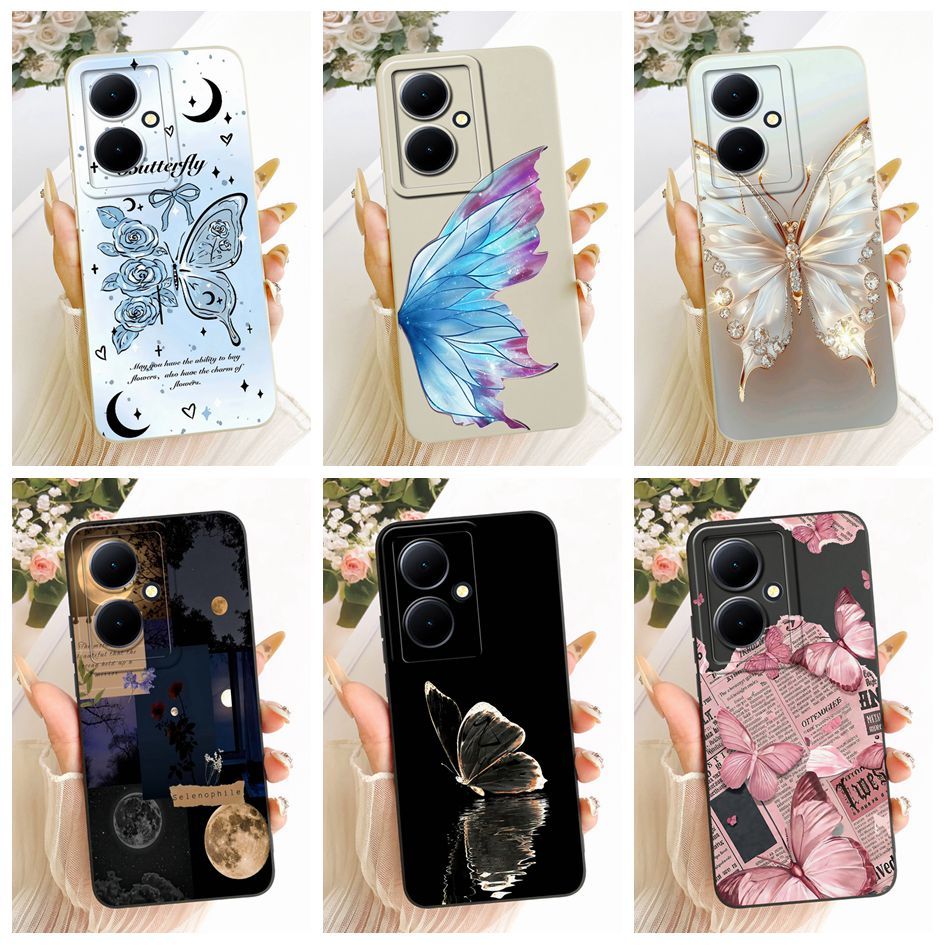 สําหรับVivo Y78 Y78M Y78 + กรณีV2271Aแฟชั่นผีเสื้อSoft CandyซิลิโคนTPUกันกระแทกสําหรับVivo V29 Lite 