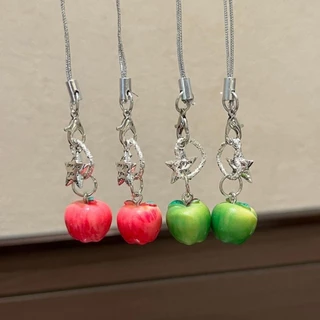 Phone Chain พวงกุญแจห้อยโทรศัพท์🍀ins น่ารัก🩷แอปเปิล ใบโคลเวอร์สี่แฉก ลายการ์ตูนหมี อะคริลิค COD
