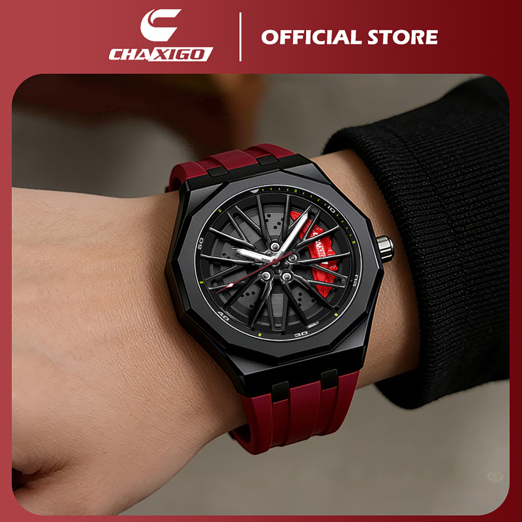chaxigo นาฬิกาผู้ชาย กันน้ำ 100% ดีไซน์ล้อสร้างสรรค์ หน้าปัดหมุนได้ สายซิลิโคน เรืองแสง ตัวเรือนอัลลอยด์ ใส่ได้ทั้งหญิงและชาย พร้อมส่ง 7277Gsongkran