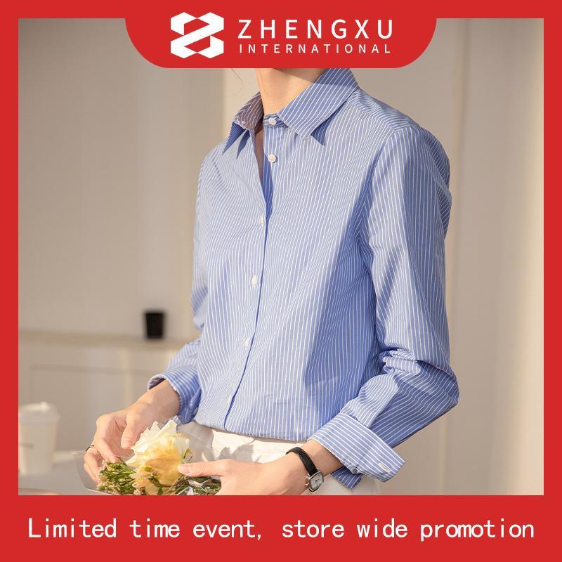 Chanan☘️เสื้อเชิ้ตแขนยาวคอปกลายริ้ว ผ้าOxford พรีเมียม ผ้านิ่มสบาย ใส่ทำงาน ใส่ได้หลายโอกาว มี6สี รุ