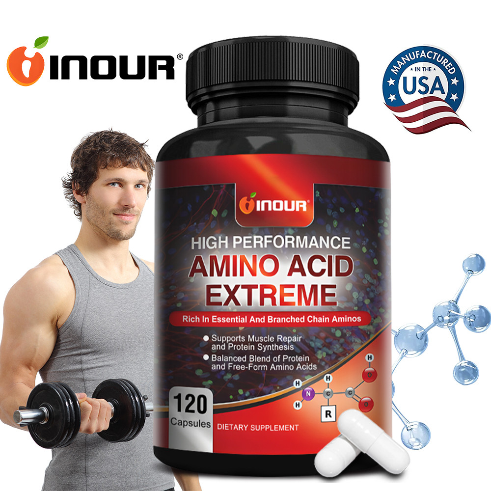 INOUR Amino Acid BCAA แคปซูล - เสริมสร้างและฟื้นฟูกล้ามเนื้อ มี เสริมโปรตีน สำหรับนักกีฬา ไม่มีน้ำตาล