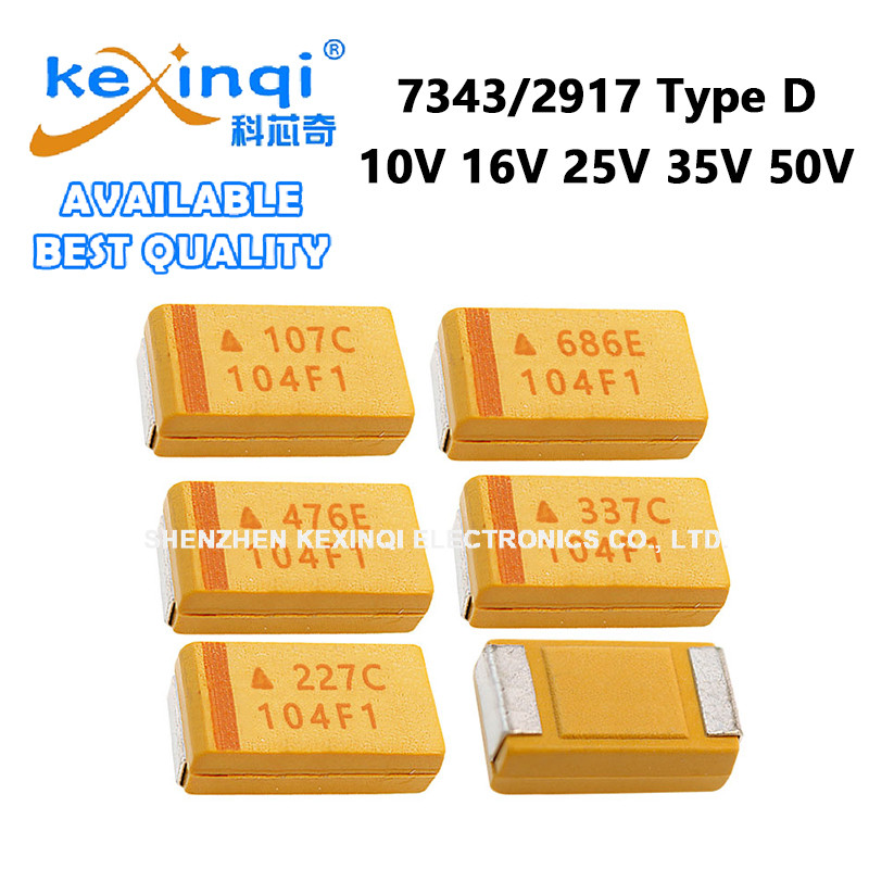 (10 ชิ้น) 7343/2917 ประเภท D Tantalum Capacitor 10V 16V 25V 35V 50V 10UF 22UF 47UF 68UF 100UF 220UF 
