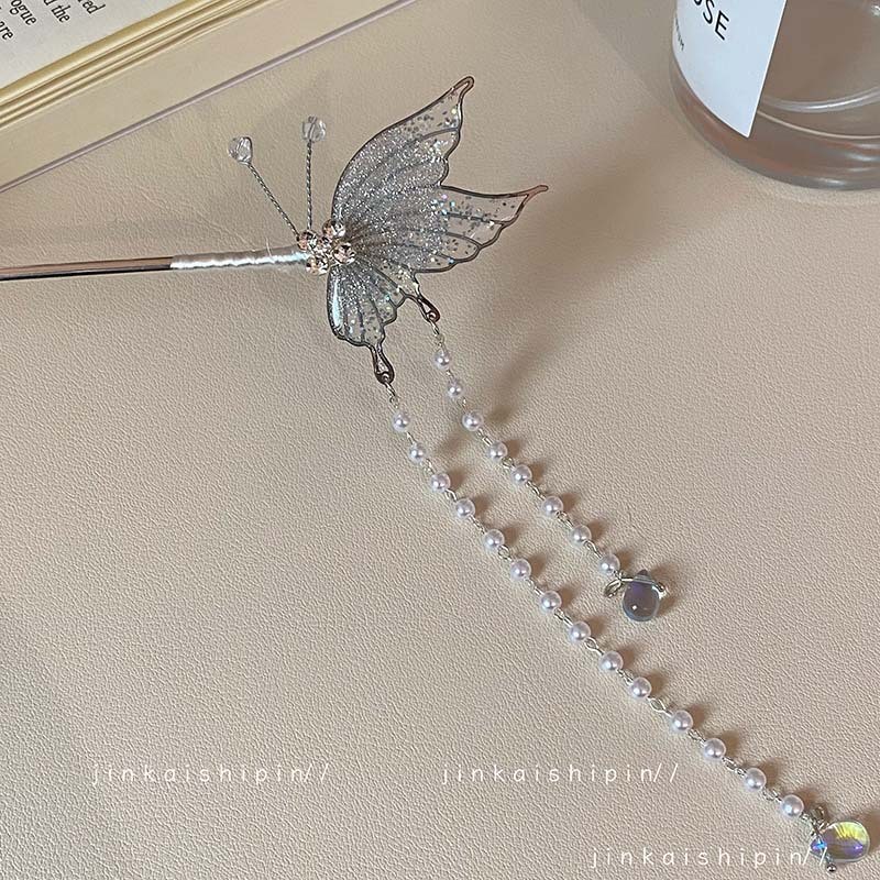 Super Fairy ผีเสื้อพู่ Hairpin หรูหราอารมณ์ Niche Design Feeling อารมณ์ประณีต Hairpin Hairpin Cheong