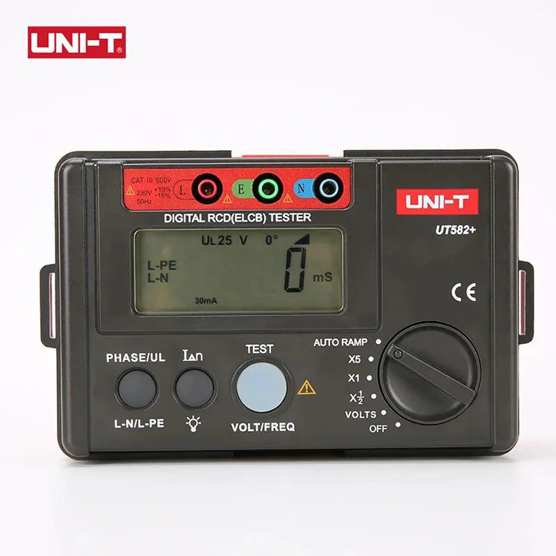 UNI-T UT582+ Digital RCD (ELCB) Tester AUTO RAMP Leakage Circuit Breaker Meter พร้อม Mis-Opration Bu
