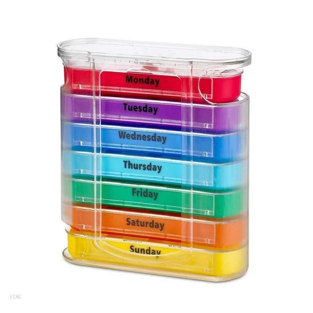 FDK 7 วัน Pi-Ll Organizer แบบพกพาแท็บเล็ต Pi-Ll กล่อง 4 ครั้ง A Day โปร่งใส Pi-Ll คอนเทนเนอร์ Me-Dic